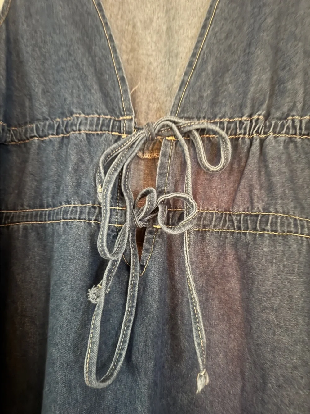 NWT Missguided Denim Tie-Front Mini Dress - Retro 90s Style - L - Picture 3 of 7